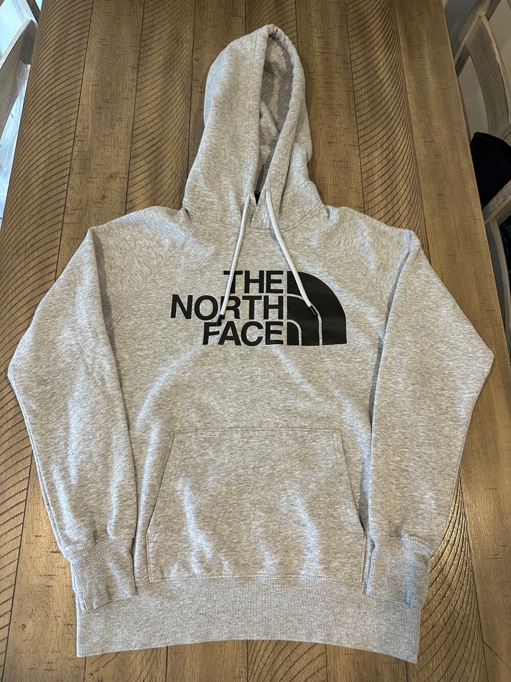 The North Face Womens Small Gray Pullover Hoodie Sweatshirt Logo Pocket